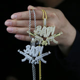Iced Out Bling AK47 Pendant Necklace with 5mm Tennis Chain