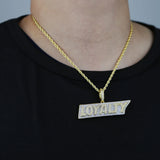 Bling Letters Loyalty Pendant Necklace Silver Zircon Charm Hip Hop Jewelry