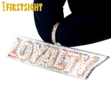 Bling Letters Loyalty Pendant Necklace Silver Zircon Charm Hip Hop Jewelry