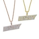 Bling Letters Loyalty Pendant Necklace Silver Zircon Charm Hip Hop Jewelry