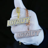 Bling Letters Loyalty Pendant Necklace Silver Zircon Charm Hip Hop Jewelry
