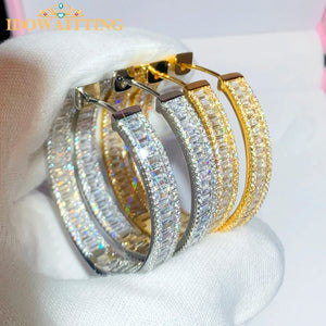 Iced Out CZ Princess Cut CZ Hoop Earrings