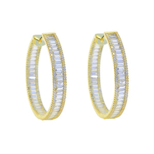 Iced Out CZ Princess Cut CZ Hoop Earrings