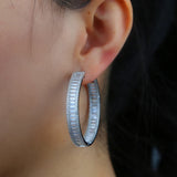 Iced Out CZ Princess Cut CZ Hoop Earrings