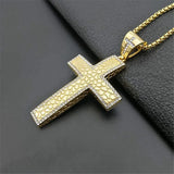 Iced Out CZ Cross Pendant Stainless Steel Men Necklace Hip Hop Bling N1492