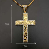 Iced Out CZ Cross Pendant Stainless Steel Men Necklace Hip Hop Bling N1492