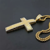 Iced Out CZ Cross Pendant Stainless Steel Men Necklace Hip Hop Bling N1492