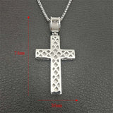Bling CZ Cross Pendant Necklace Stainless Steel Men's Hip Hop Jewelry