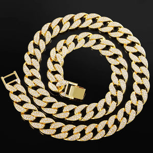 Iced Out Chain Hip Hop Necklace Men Rapper Bling Silver Rhinestone CZ Choker