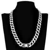 Iced Out Chain Hip Hop Necklace Men Rapper Bling Silver Rhinestone CZ Choker