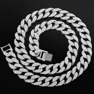 Iced Out Chain Hip Hop Necklace Men Rapper Bling Silver Rhinestone CZ Choker