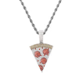 Iced Out Pizza Pendant Necklace 18k Plated Zirconia Chain Necklace
