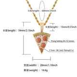 Iced Out Pizza Pendant Necklace 18k Plated Zirconia Chain Necklace