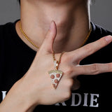 Iced Out Pizza Pendant Necklace 18k Plated Zirconia Chain Necklace
