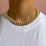 Crystal Cuban Choker Chunky Necklace Bling Rhinestone Hip Hop Rock Jewelry
