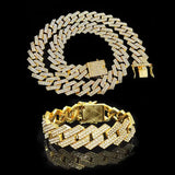 Iced Out Cuban Link Chain Necklace Rhinestone Man Necklace Bling
