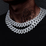 Iced Out Cuban Link Chain Necklace Rhinestone Man Necklace Bling