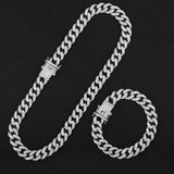 Iced Out Cuban Link Chain Necklace Rhinestone Man Necklace Bling