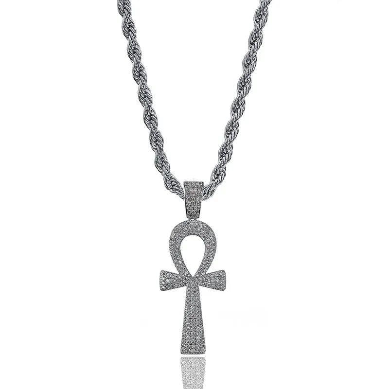 Egyptian Ankh Key Pendant Necklace Men's Hip Hop Jewelry