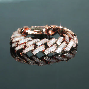 Iced Out Cuban Bracelet Chain Hip Hop Jewelry Choker with CZ Clasp