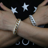 Iced Out Cuban Bracelet Chain Hip Hop Jewelry Choker with CZ Clasp