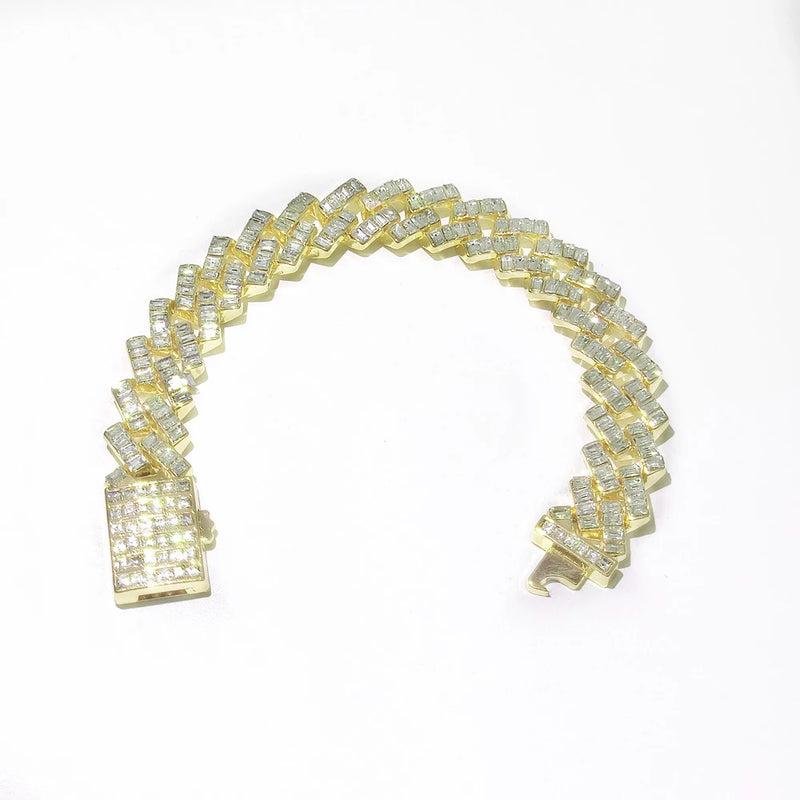 Iced Out Cuban Bracelet Chain Hip Hop Jewelry Choker with CZ Clasp