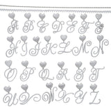 Iced Out Heart Clasp Cursive Letter Necklace Silver CZ Name Charm Choker