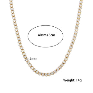 Stainless Steel Iced Out Cubic Zircon Chain Necklaces