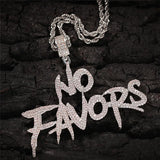 Iced Out Pendant NO FAVORS Letters Necklace Men's Hip Hop Jewelry
