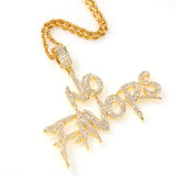Iced Out Pendant NO FAVORS Letters Necklace Men's Hip Hop Jewelry