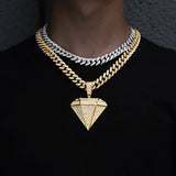 Iced Out Pendant Necklace With 13mm Cuban Link Chain