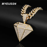 Iced Out Pendant Necklace With 13mm Cuban Link Chain