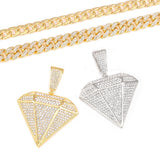 Iced Out Pendant Necklace With 13mm Cuban Link Chain