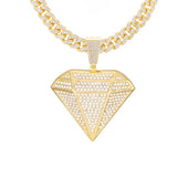 Iced Out Pendant Necklace With 13mm Cuban Link Chain