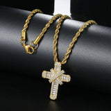 Iced Out Cross Necklace for Women Hip Hop Zircon Neck Chain