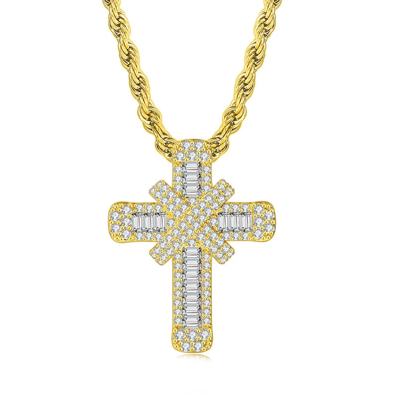 Iced Out Cross Necklace for Women Hip Hop Zircon Neck Chain