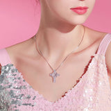 Iced Out Cross Necklace for Women Hip Hop Zircon Neck Chain