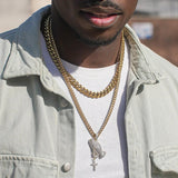 Praying Hand Pendant Necklace With Cross Iced Out Hip Hop Charm Jewelry Chain