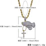 Praying Hand Pendant Necklace With Cross Iced Out Hip Hop Charm Jewelry Chain