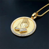 Iced Out Praying Hands Necklace With Stainless Steel Chain