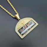 Iced Out Last Supper Necklace Stainless Steel Cross Religious Jewelry