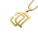 DC Rhinestone Letters Pendant Necklace Stainless Steel Hip Hop Rock DC Necklace