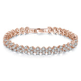 Rose Plated Zircon Ladies Bracelet with 2 Rows