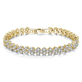 Rose Plated Zircon Ladies Bracelet with 2 Rows