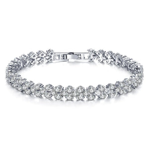 Rose Plated Zircon Ladies Bracelet with 2 Rows