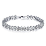 Rose Plated Zircon Ladies Bracelet with 2 Rows