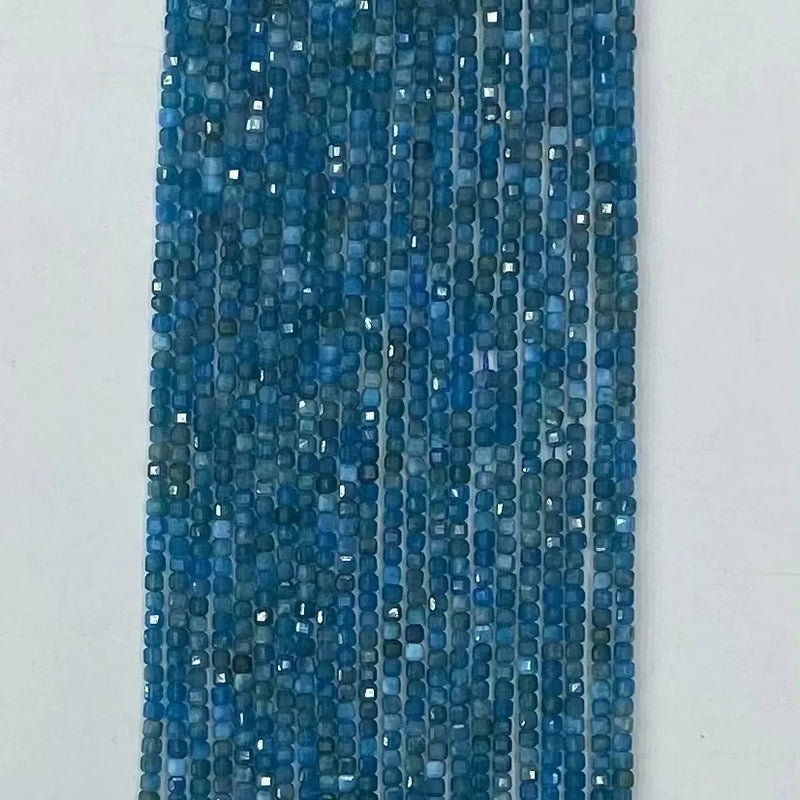 Natural Apatite Square Faceted Beads 2.5mmx2.5mm, 4mmx4mm