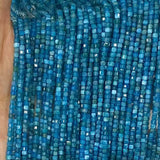 Natural Apatite Square Faceted Beads 2.5mmx2.5mm, 4mmx4mm