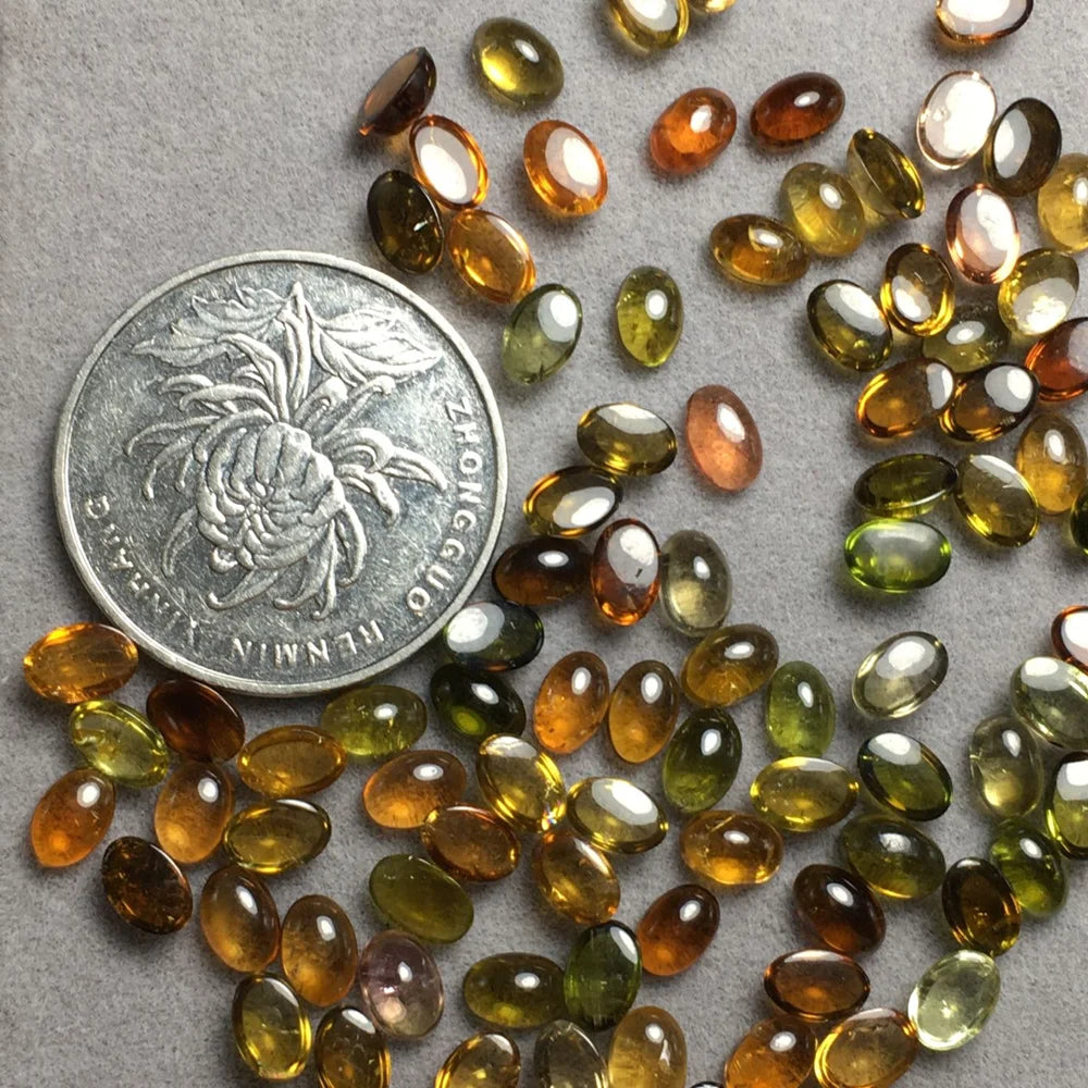 Natural Brazilian Colored Tourmaline Oval Egg Face Beads 4*6mm