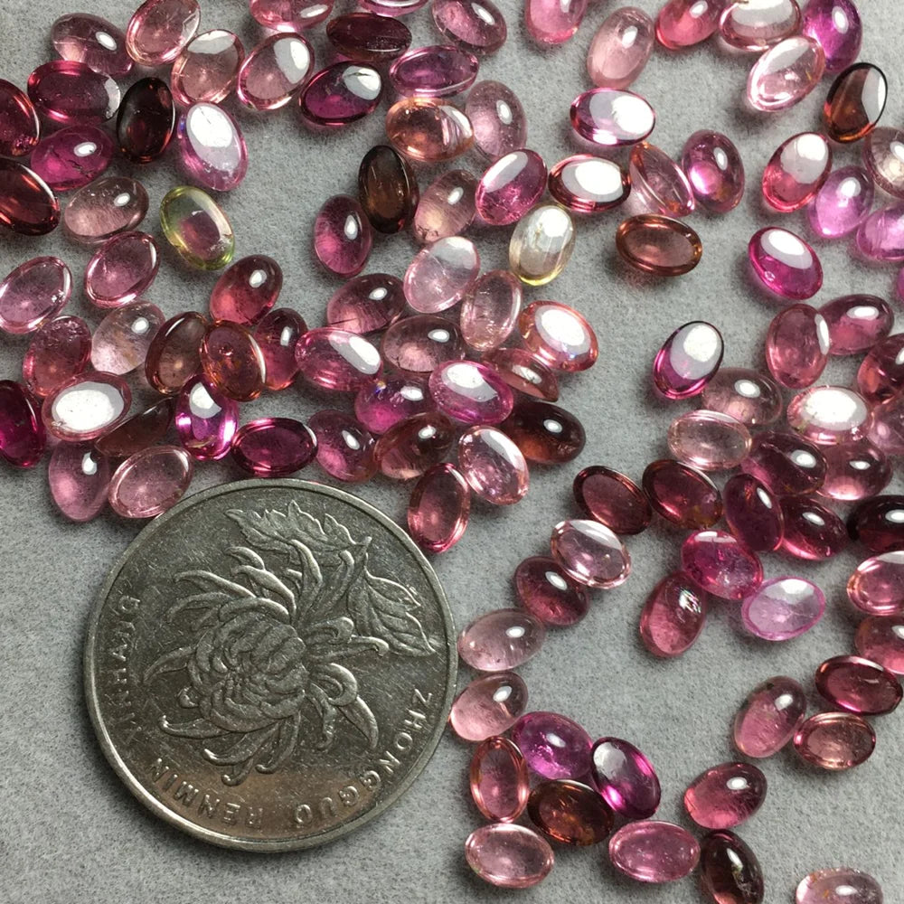 Natural Brazilian Colored Tourmaline Oval Egg Face Beads 4*6mm